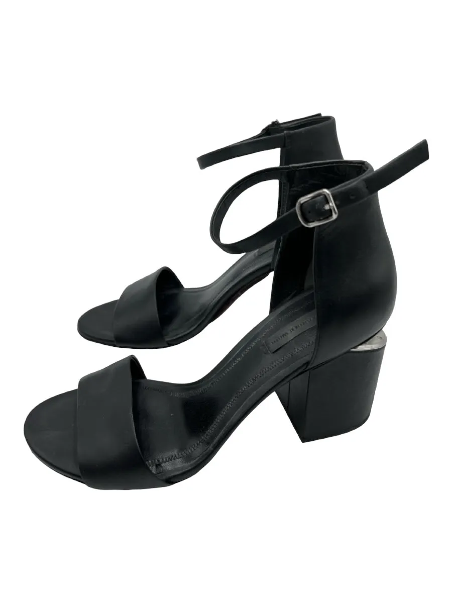 Alexander Wang Shoe Size 38 Black Leather Silver Hardware Open Toe Pumps