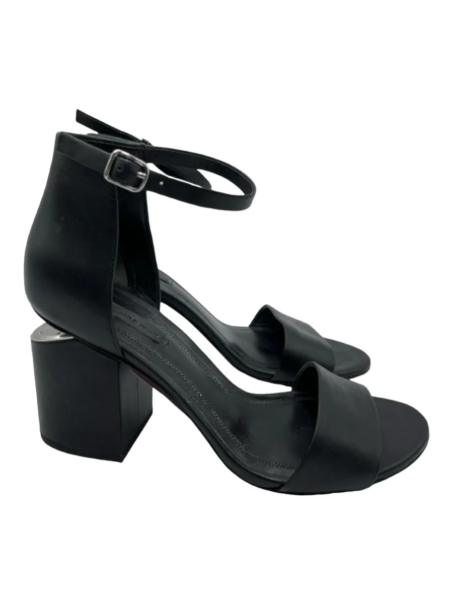 Alexander Wang Shoe Size 38 Black Leather Silver Hardware Open Toe Pumps