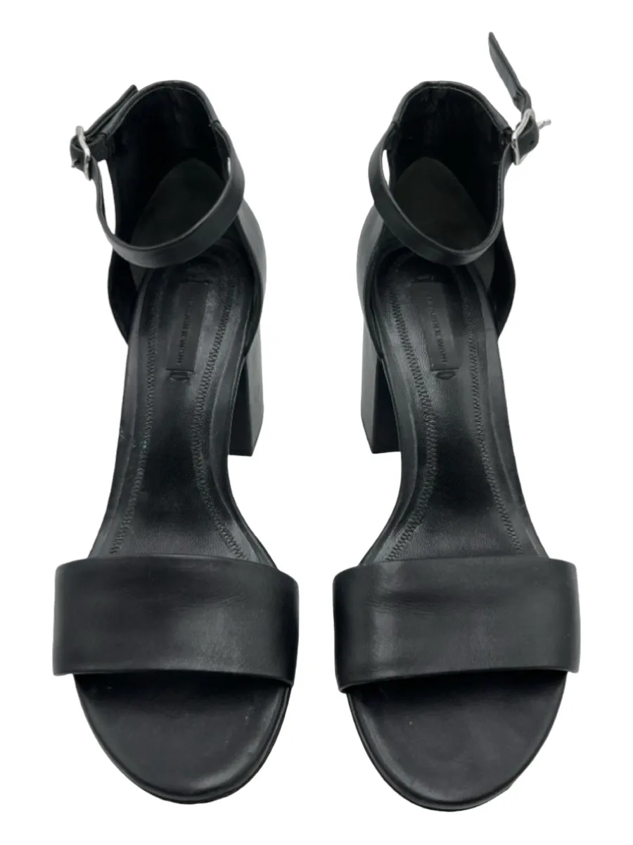 Alexander Wang Shoe Size 38 Black Leather Silver Hardware Open Toe Pumps