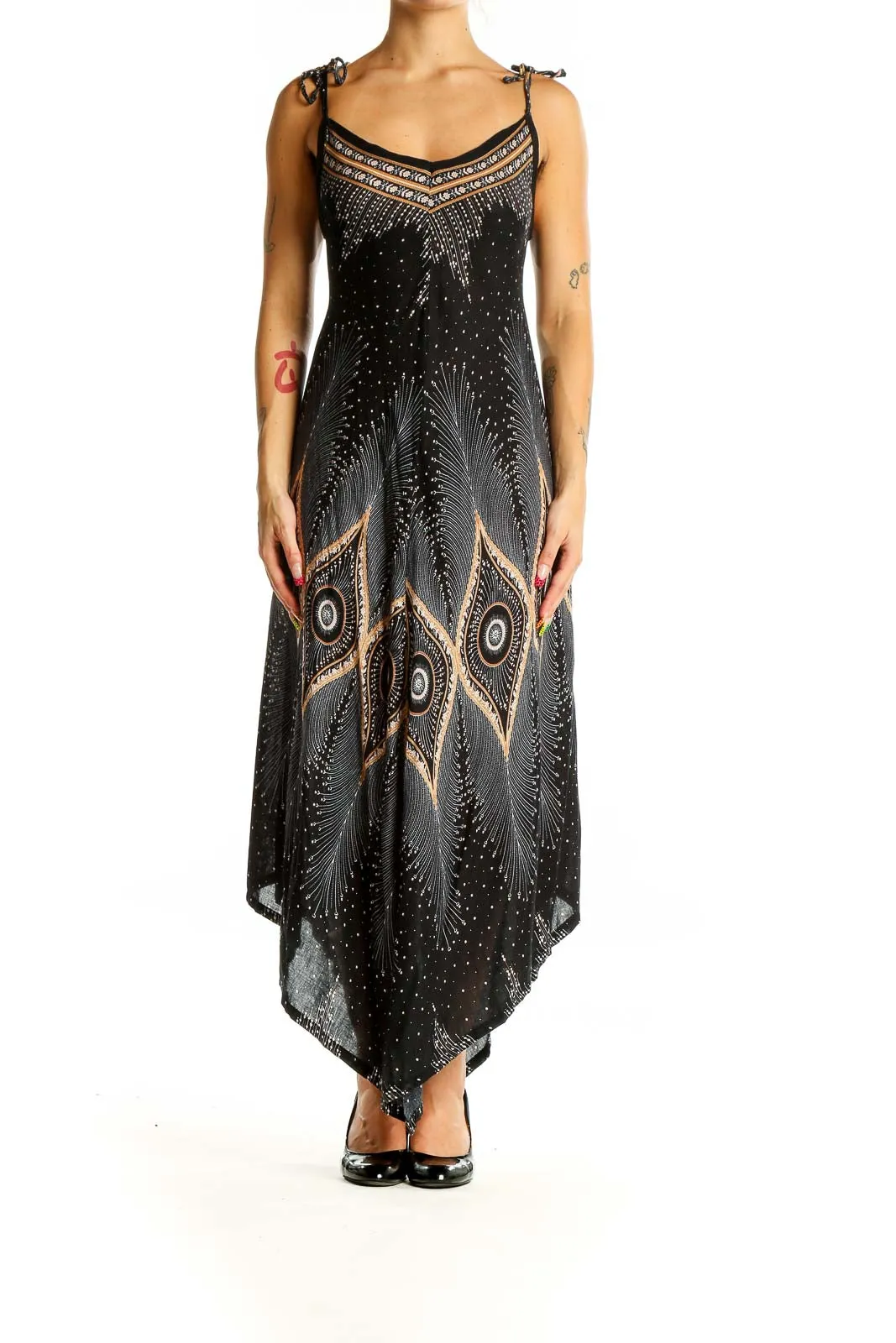 Black Bohemian Printed Maxi Dress