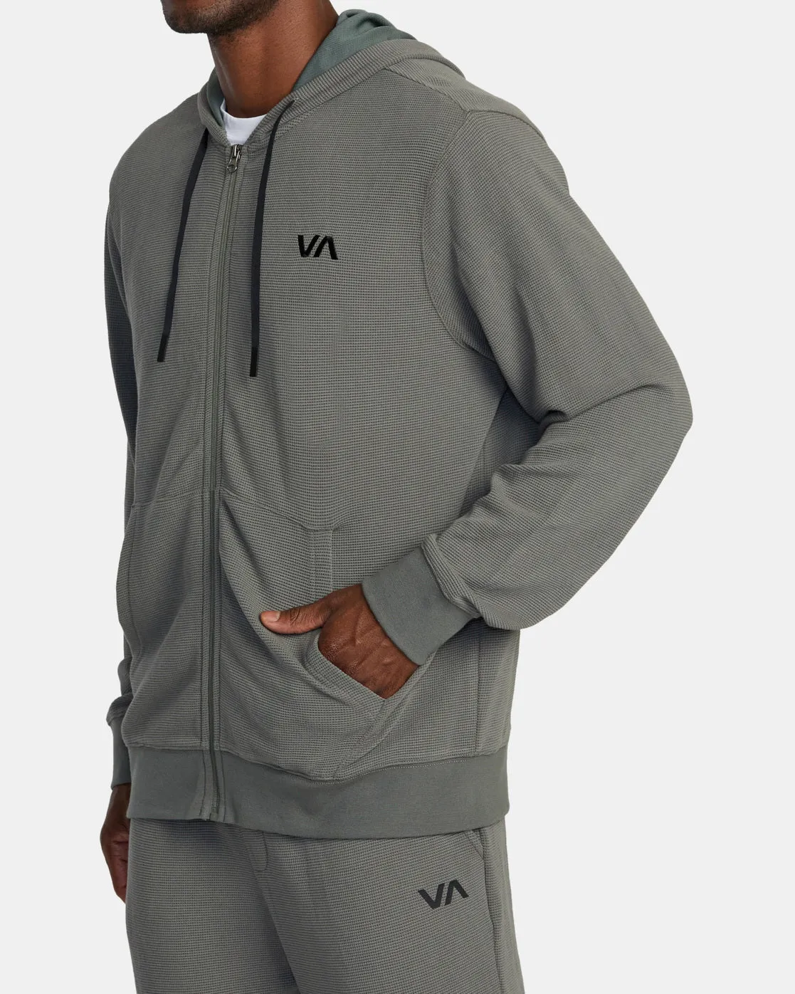 C-Able Waffle Knit Zip-Up Hoodie - Olive