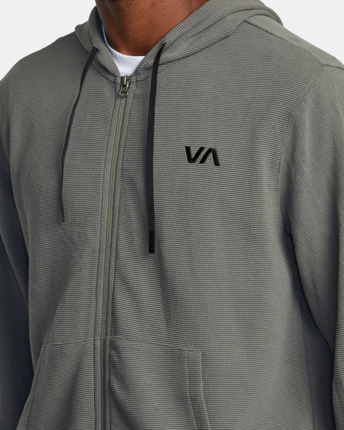 C-Able Waffle Knit Zip-Up Hoodie - Olive