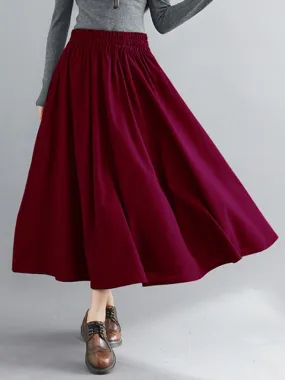 Elastic Waist Vintage Long Skirts
