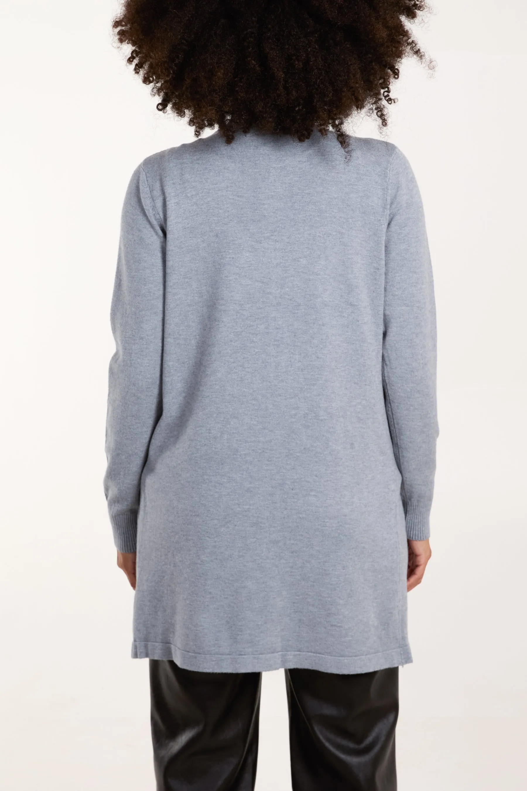 Embellishment Front Open Pocket Cardigan
