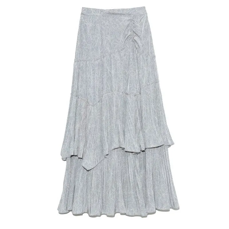 Joskaa Christmas Gift Kuzuwata Japanese Sweet Temperament Office Lady Faldas Empire Solid Ruffles Mid-Calf Skirts 2024 Spring Summer Woman Bottoms
