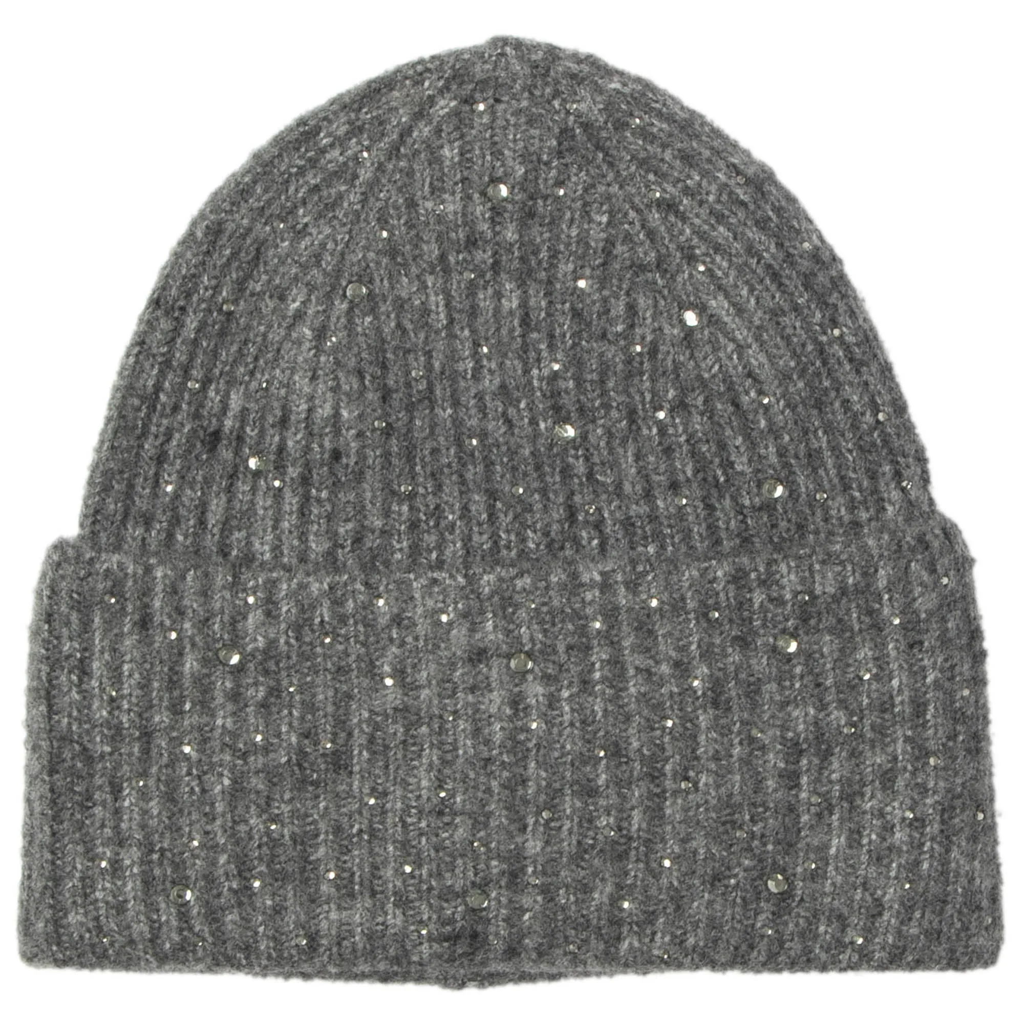 Juliet - Rib Knit Cuff Beanie with Tonal Rhinestones