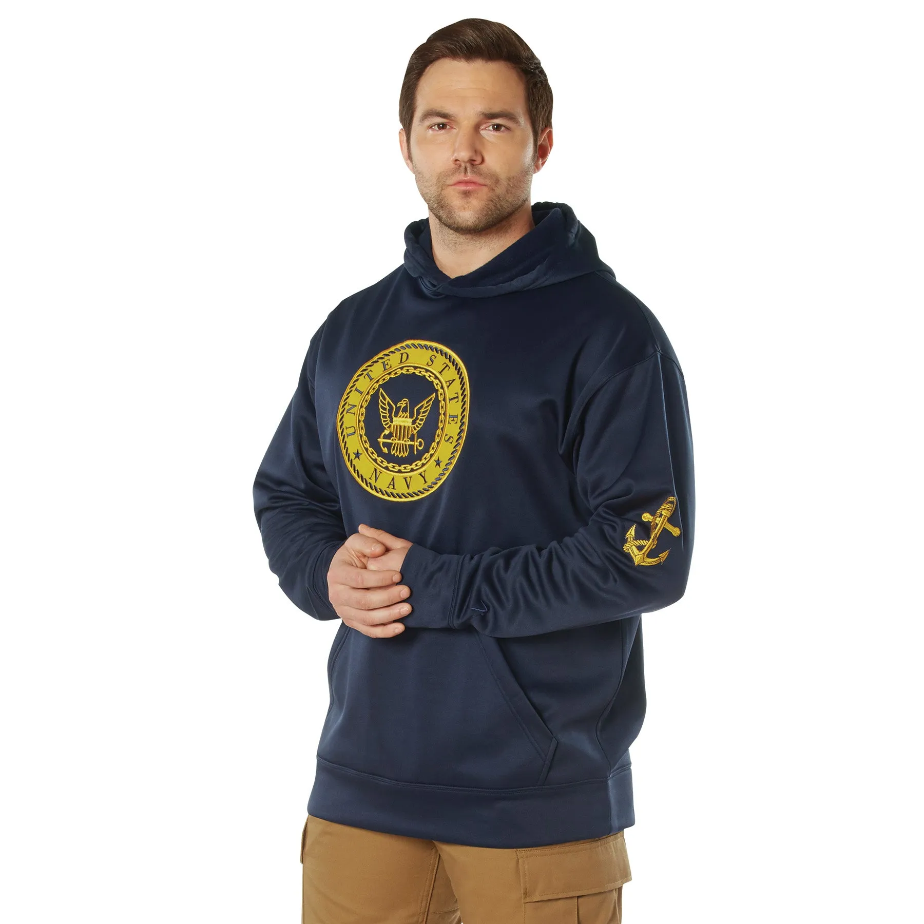 Military Navy Emblem Embroidered Hooded Sweatshirts
