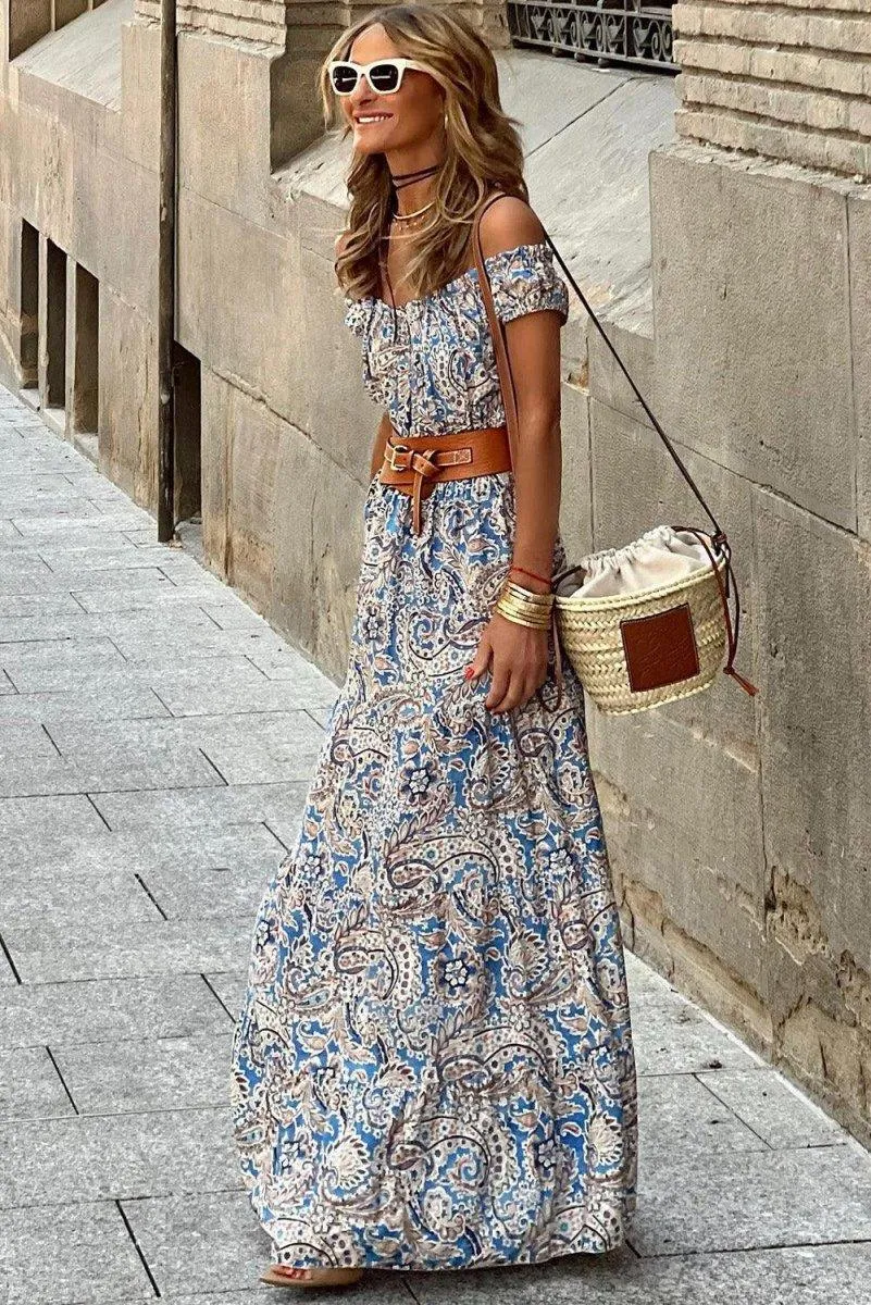 Paisley Boho Off Shoulder Dress