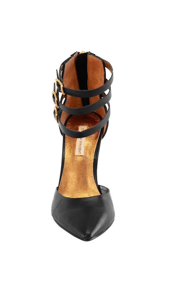 PAXTON THREE STRAP LEATHER PUMP