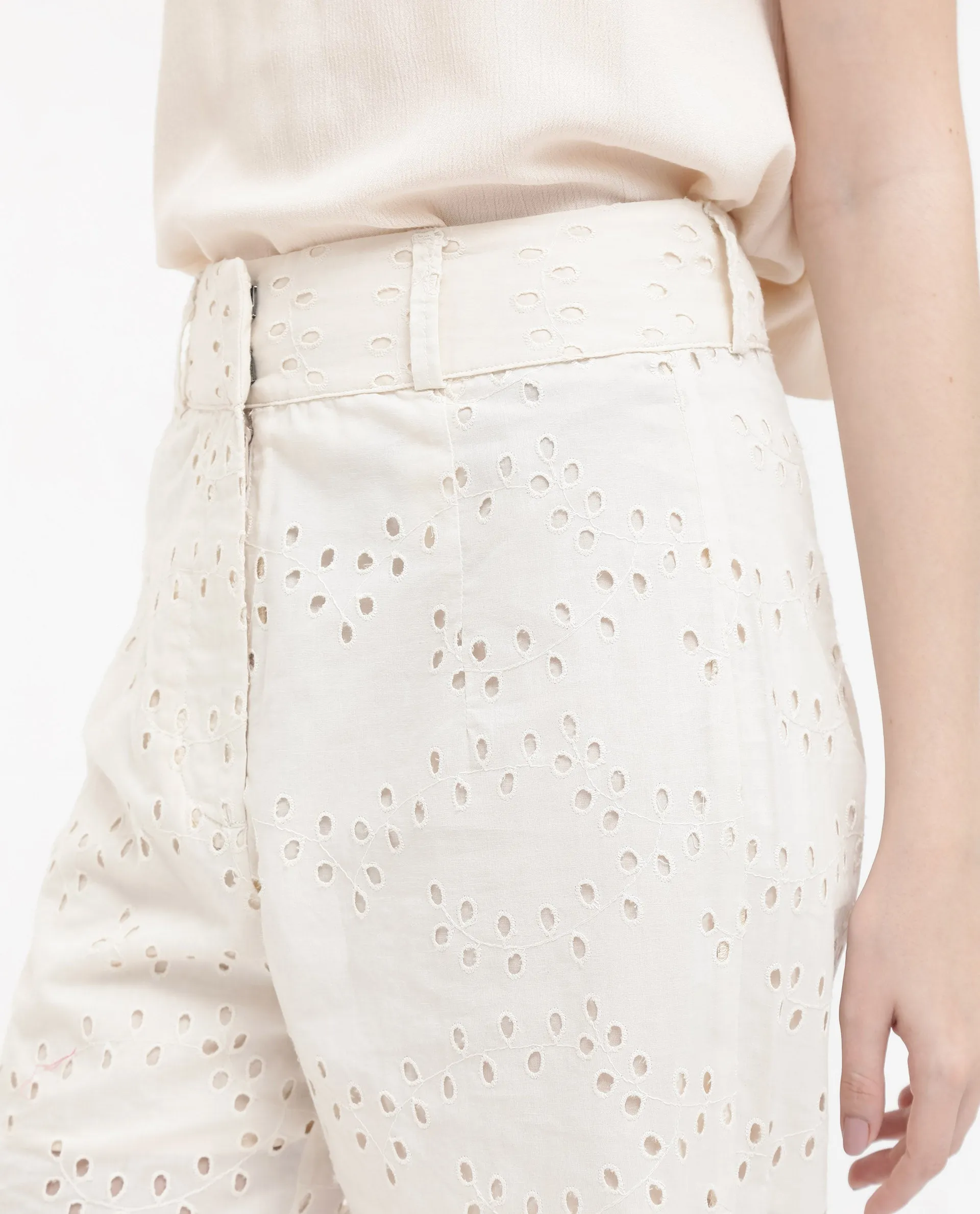Rareism Women Montana-B Light Off-White Cotton Trouser