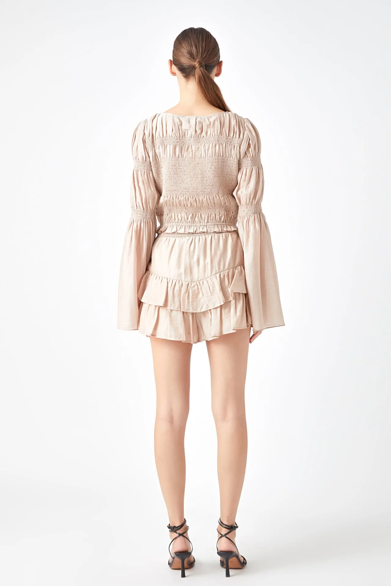 Smocked Waist Skort with Ruffle