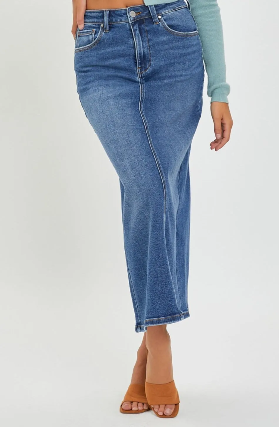 The Betsy High Rise Long Denim Skirt