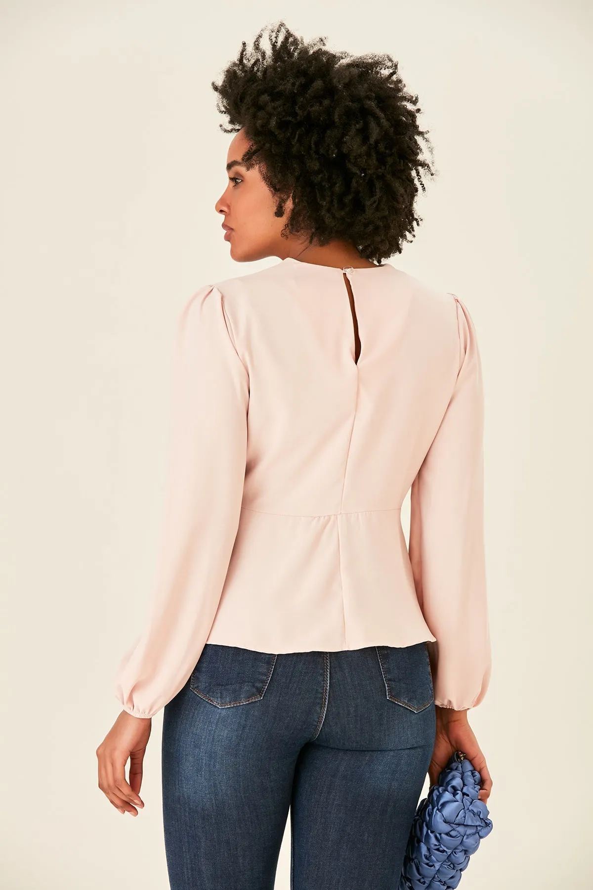 Versatile Knot Long Sleeve Top in Blush