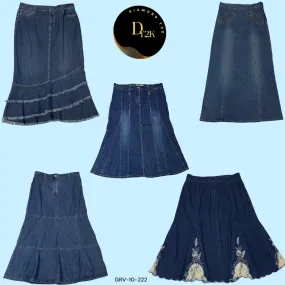 Y2K Denim Dream: Long Skirt with Retro Flair (GRV-10-222)